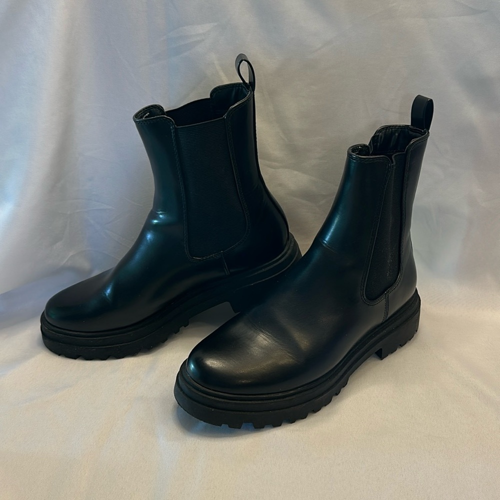 A New Day Women's Faux Leather Belle Boots - Ankle Chelsea Boots, Black 9 1/2